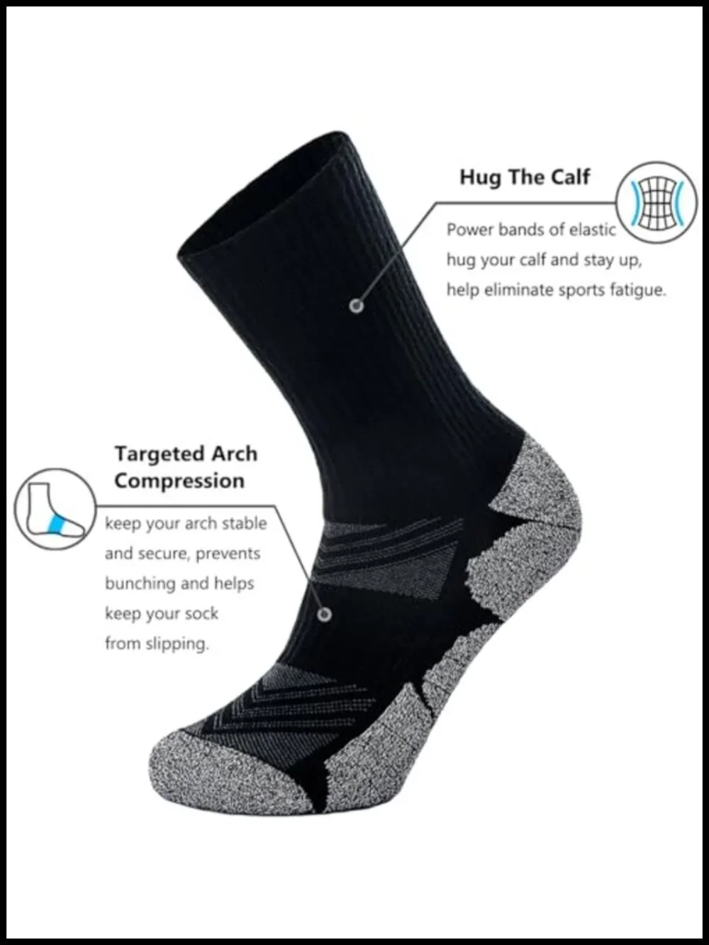 Crew Hiking Socks Cushion Moisture Wicking Arch Compression Boot Socks